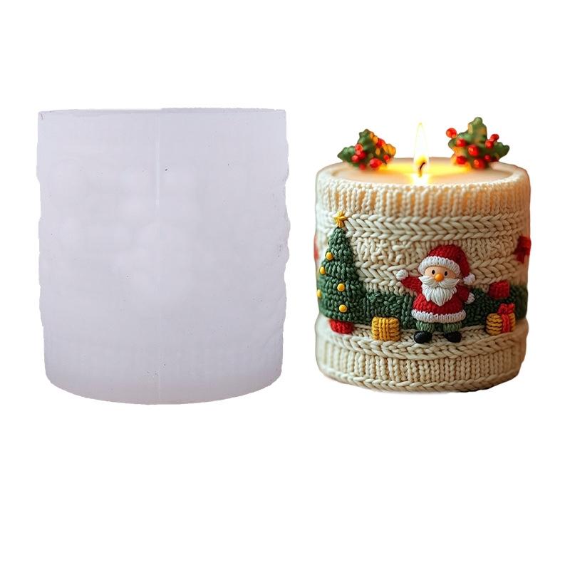 Santa Candle Mold High-Temperature Resistant Christmas Silicone Mold Diy Candle Mold Flexible For Gifting Christmas Decor Home