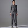 Auroth Long Sleeve Yoga Set With Pockets Women Workout Colthes Gym Top Wide Leg Fitness Pants Sportswear
