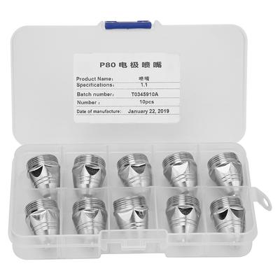 10pcs P80 Plasma Cutting Consumable Cutter Torch Nozzle Tips (1.1mm Nozzle)