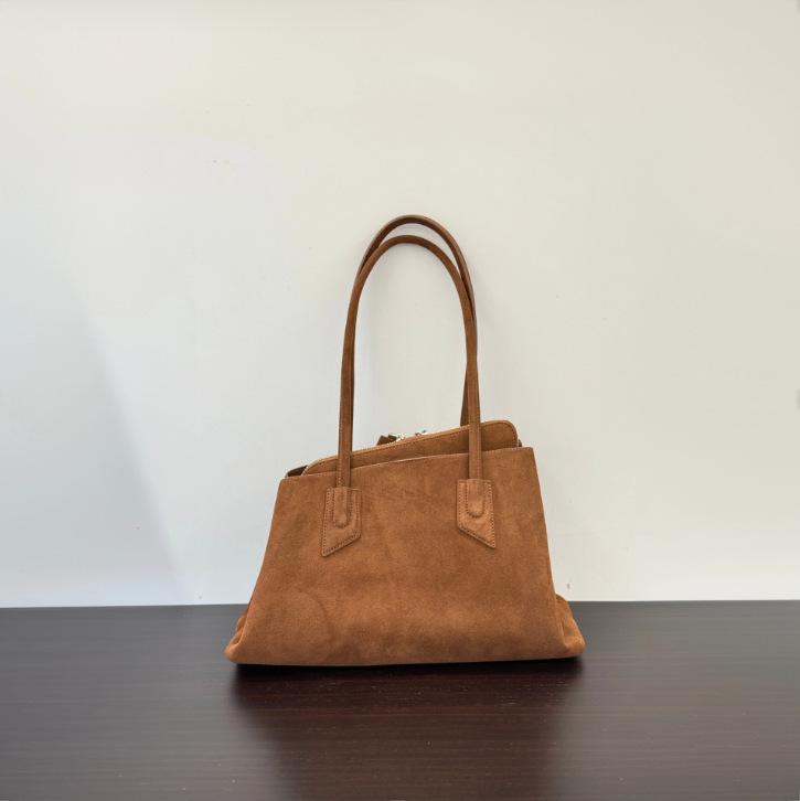 

Осень 2025 Нишевая Ретро Замшевая Сумка Через Плечо – Универсальная Вместительная Сумка-Тоут для Поездок на Работу для Женщин 39*15*27 cm коричневый