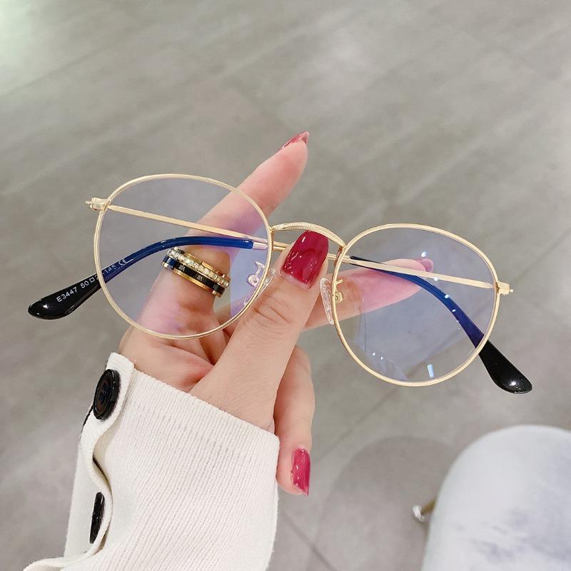 Vintage Round Glasses Clear Lens Fashion Gold Metal Frame Eyewear Optical Men Women Eyeglass Frame Fake Glasses