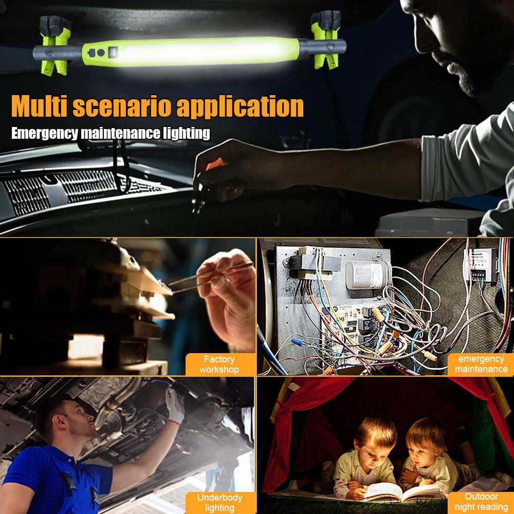 High Lumen Rechargeable LED Work Light for Car Emergency Repair Powerful Magnetic Flashlight with Hooks and Magnetic Base