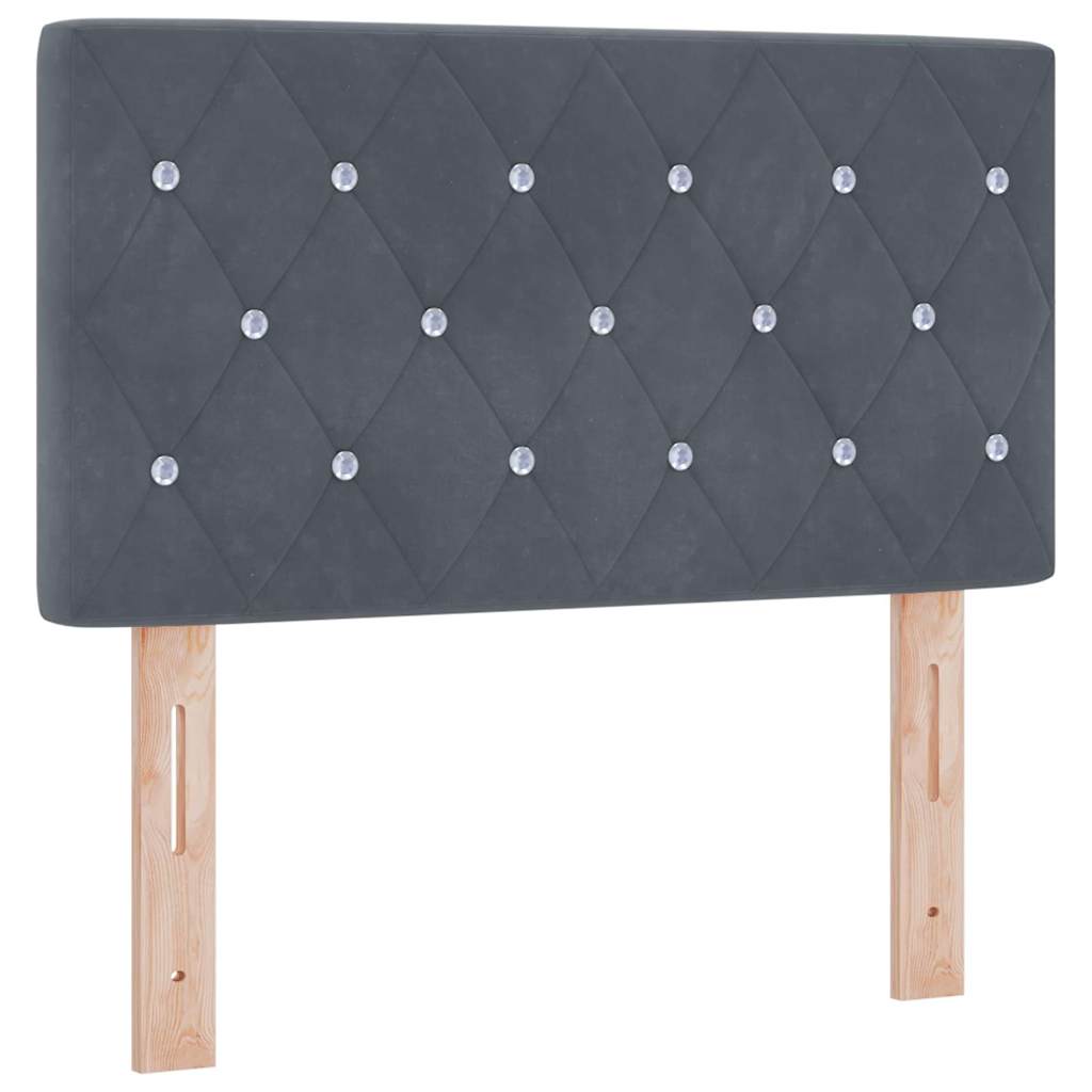 Box spring Bed with Headboard Dark Grey 80 x 200 cm Velvet