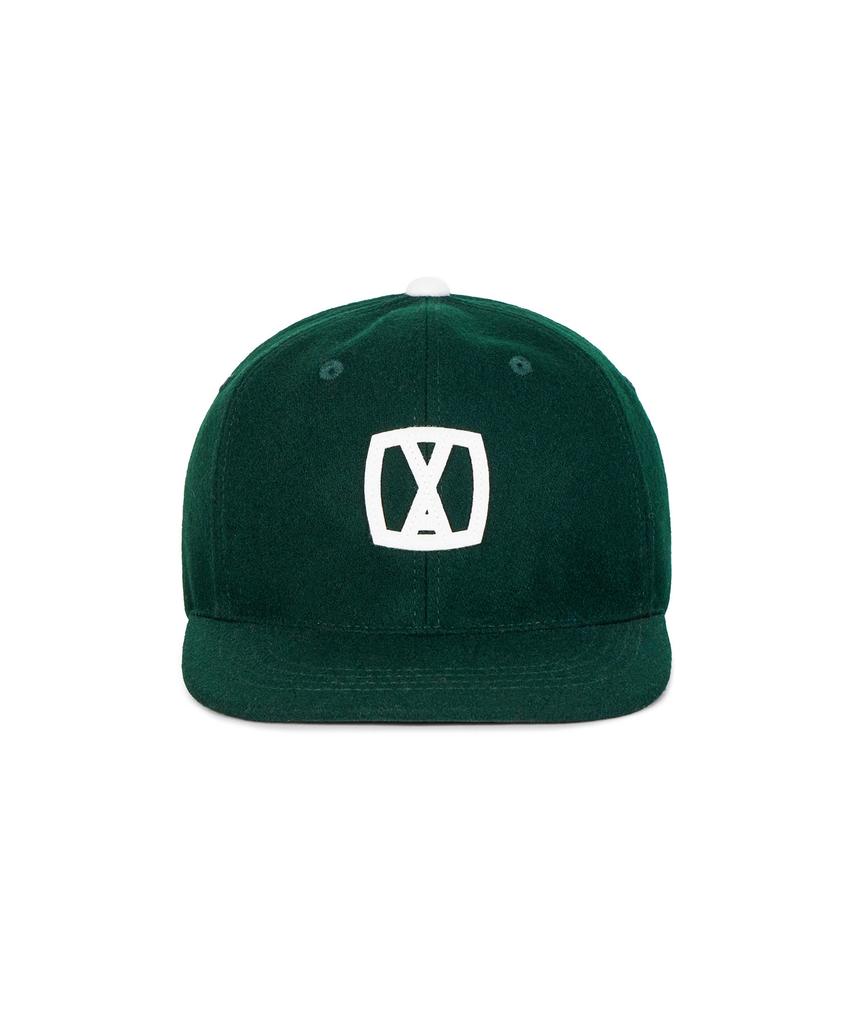 Bajal Va Square Applique Wool Baseball Cap Deep Green