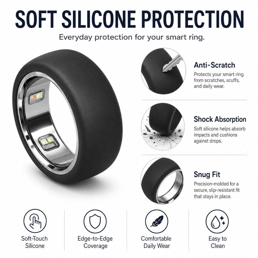 Soft Silicone Cover Elastic Protective Case Protector for Oura Ring 5 Working Out Smart Ring