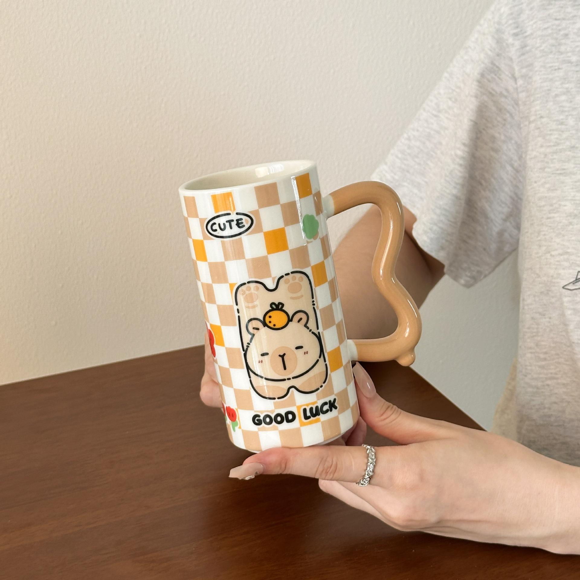 

Милая керамическая кружка-чашка Капибара для девочек, офисная, для кофе, завтрака, молока, практичный подарок на день рождения 301-400ml