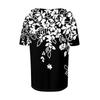 Women's T Shirt Tee Fashion Skew Collar Button-up Vintage Print Short-sleeved Top