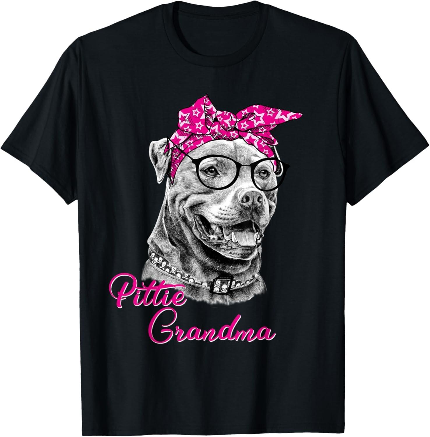 Pittie Grandma T-Shirt Cute Funny American Pitbull Dog Mom Gift Unisex T-Shirt S