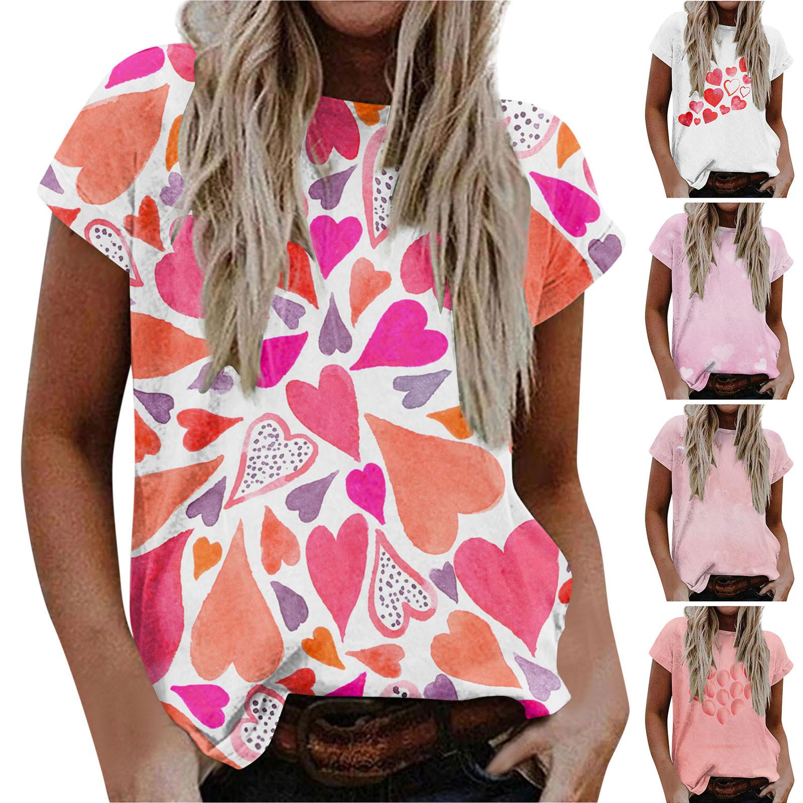 

Женская модная повседневная удобная блузка с круглым вырезом и коротким рукавом с принтом