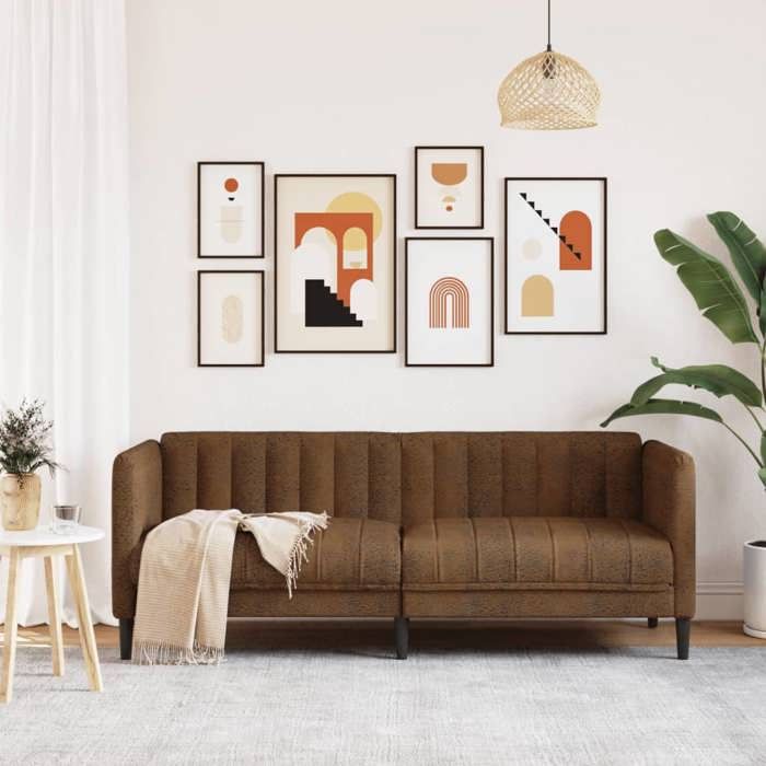 VidaXL Canapé à 2 Places, Siège avec Accoudoirs et Dossier, Canapé Rembourré avec Pieds, Meuble de Salon, Moderne, Marron 372612