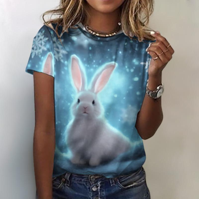 Женская футболка с 3D принтом кота и летним элементом — фото 10