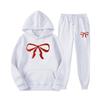 Unisex Casual Hoodie and Sweatpants Set - Loose Fit, Bowknot Printed 