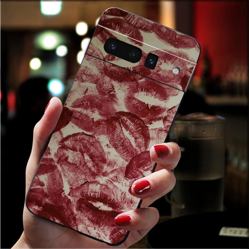 

Black Red Lips Kiss Phone Case For Google Pixel 10 Pro 9 Pro XL 9A 8 7 6 Pro Pixel 8A 7A 6A Pixel 8 7 6 5 Google Pixel 6