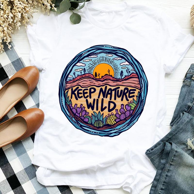 Flower Summer Autumn 90S Fashion Print Top Femme Tshirt Women T-Shirt Cartoon Harajuku O-Neck Casual Tee Ladies Clothing