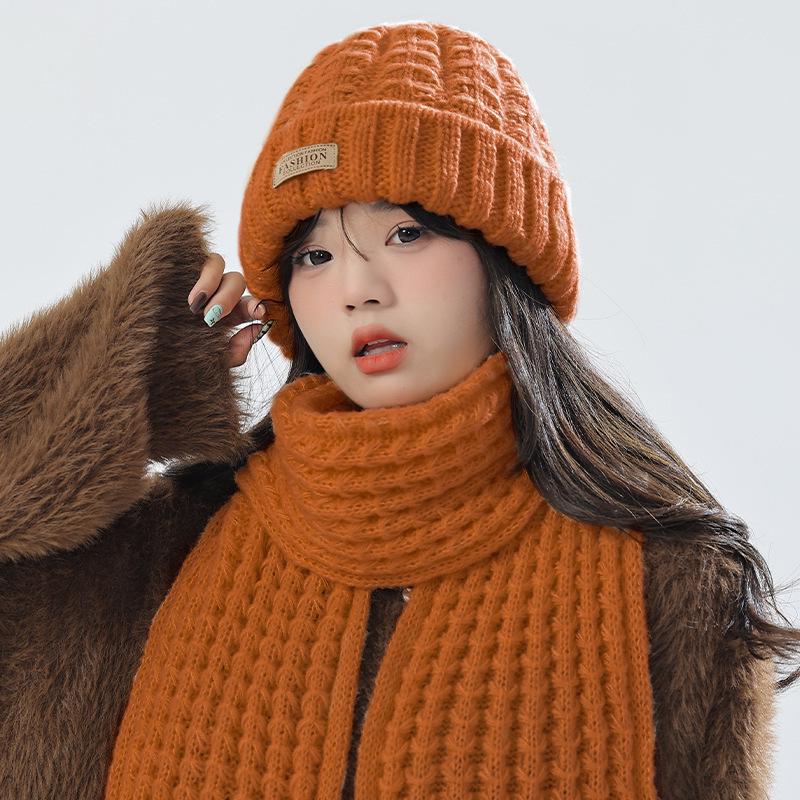 Damen Koreanischer Strickmützen- und Schal-Set – Winter Warm, Vielseitiges Design
