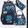 Large Capacity Schoolbag with Shoulder Strap; Student Three-piece Pencil Case Set
