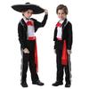 Kinder Jungen Mexikanisches Kostüm Set Jacke Hose Taillengürtel Tanktop Traditionelles Halloween Bühnenoutfit