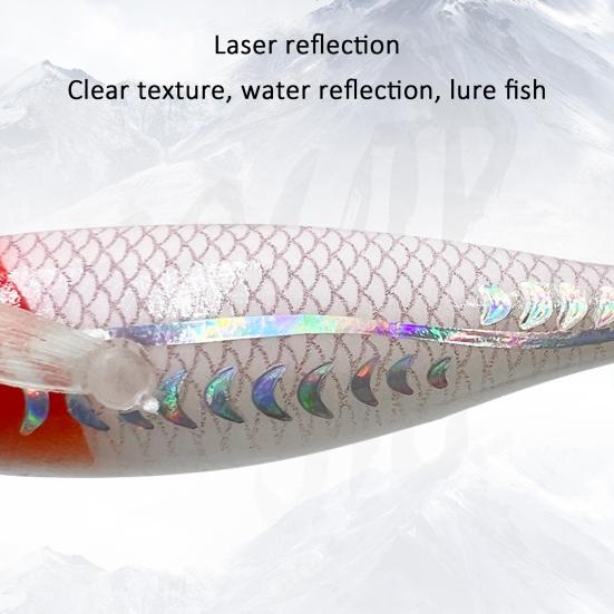 8CM/5.3G Shrimp Bait with Squid Jig Hook Swivel Luminous Realistic Bionic Artificial Lure Saltwater Freshwater Bass Walleye Trout Fishing Accessories