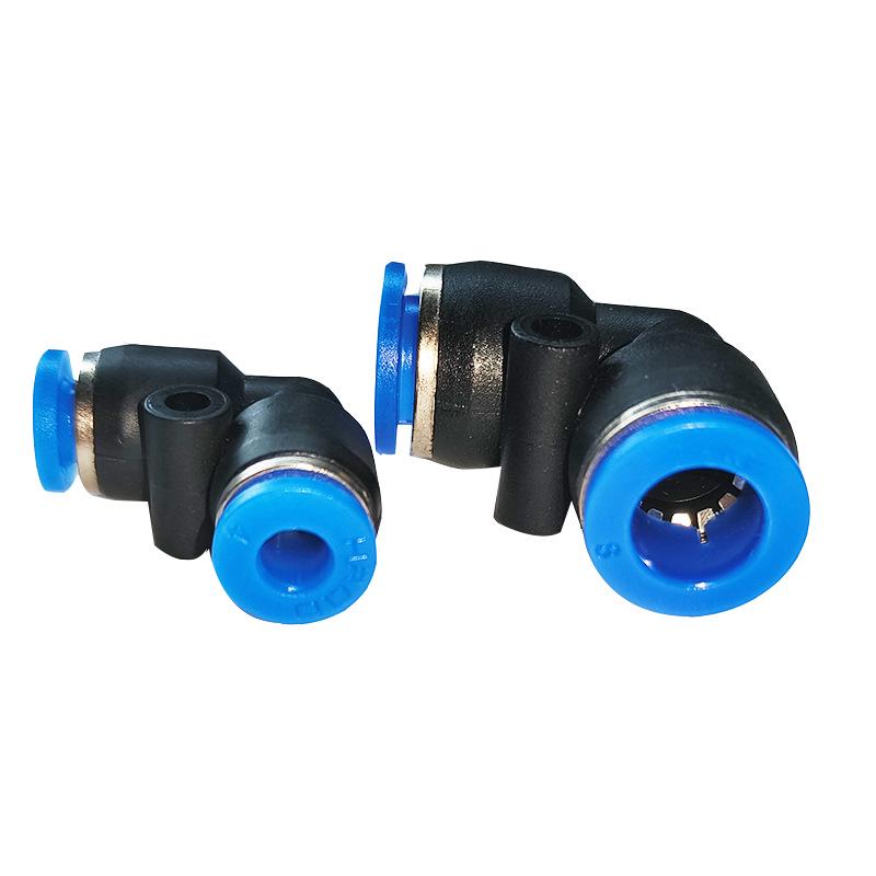 Right Angle Pneumatic Air Hose Connector 90° Plastic Elbow PV-4/6/8/10/12/16 Quick Plug