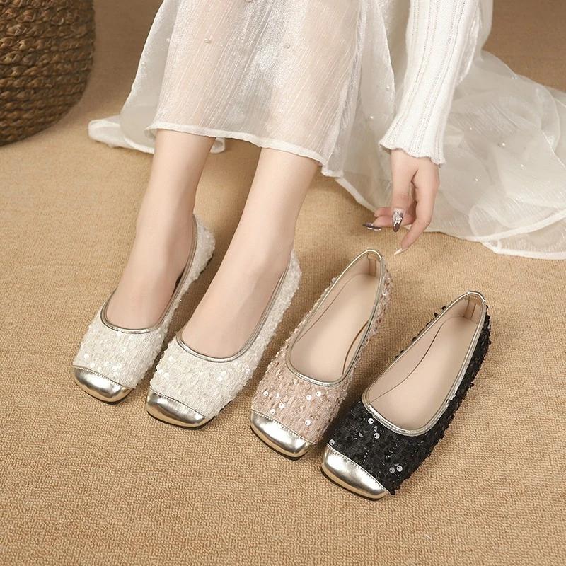 Fashion Female Bling New Footwear Slip On Women Flat Slides Shoes 2024 Fashion Butterfly-Knot Shallow Ladies Flats with Shoes