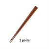 5 Pairs Japanese Hand-carved Tortoise-shell Line Chopsticks Solid Wood Pointed Chopsticks Tableware Non-slip Wooden Chopsticks