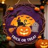 Ghost Wall Ornament Vintage Wooden Halloween Welcome Door Hanger, Pumpkin Skull Witch Farmhouse Hanger Sign, Hanging Decor for Front Porch Decoration
