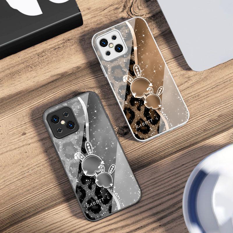 Leopard Cartoon Rabbit For Oppo Find X5 X8 Pro X3 Lite A72 58 73 54S F11 79 Reno 6 4Z 5G Nord N200 Tempered Glass Phone Case