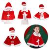 Xmas Red Velvet Santa Claus Hooded Cloak With Hat For Kids Adults