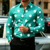 Camicia da Uomo a Pois Manica Lunga, Camicia Business Casual Slim Fit, Top da Uomo Tendenza Moda Casual da Esterno