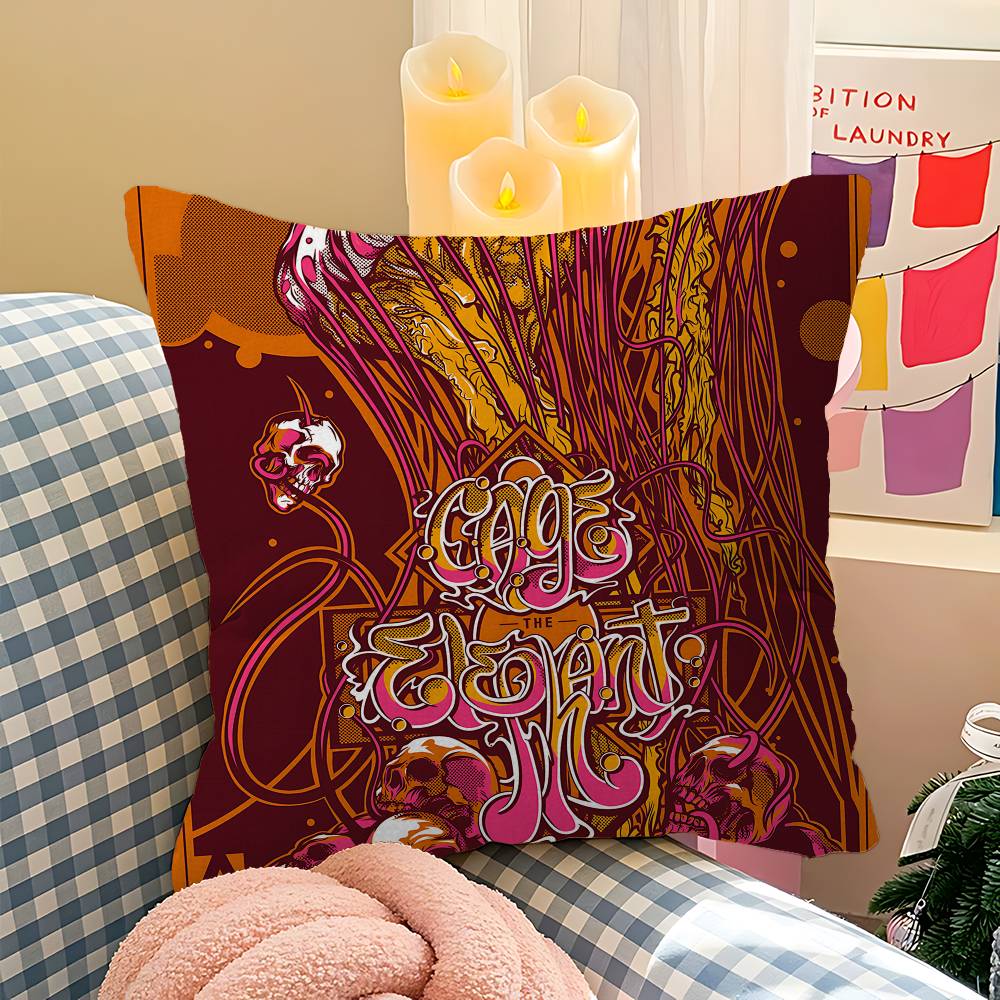 Poprockbandet Cage The Elephant Örngott Tecknat Gåva Kuddfodral Sovrum Hem Soffa Stol Sits Dekor Kuddvar