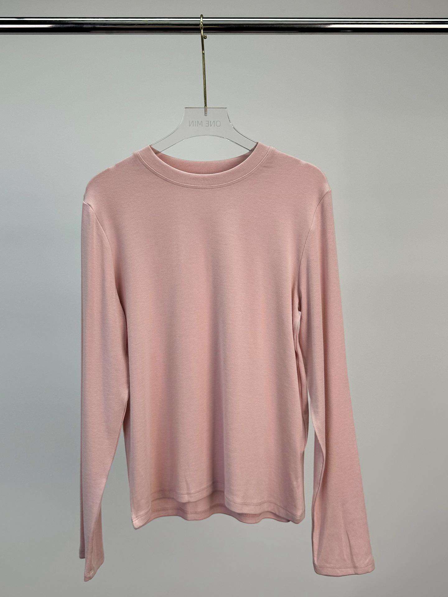 Yi Er Shan 10-Color Solid Round Neck Long Sleeve T-Shirt for Women - Korean Style 0539 One Size