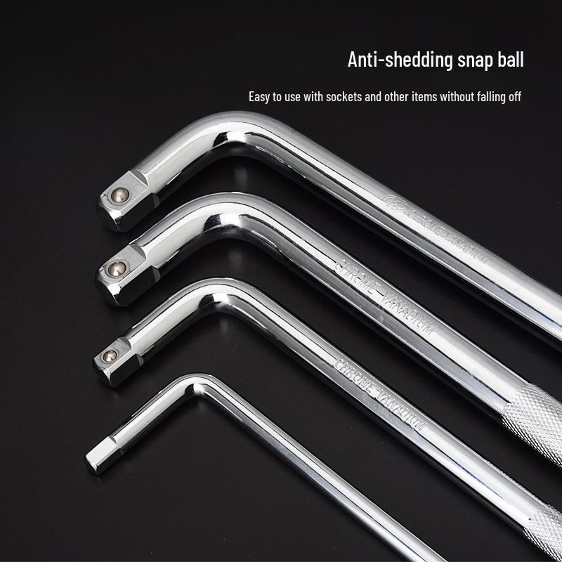L-Shaped Bent Rod Extension for Small, Medium, and Large Feiyue Power Levers, Chrome Vanadium Steel Socket Wrench Tool.