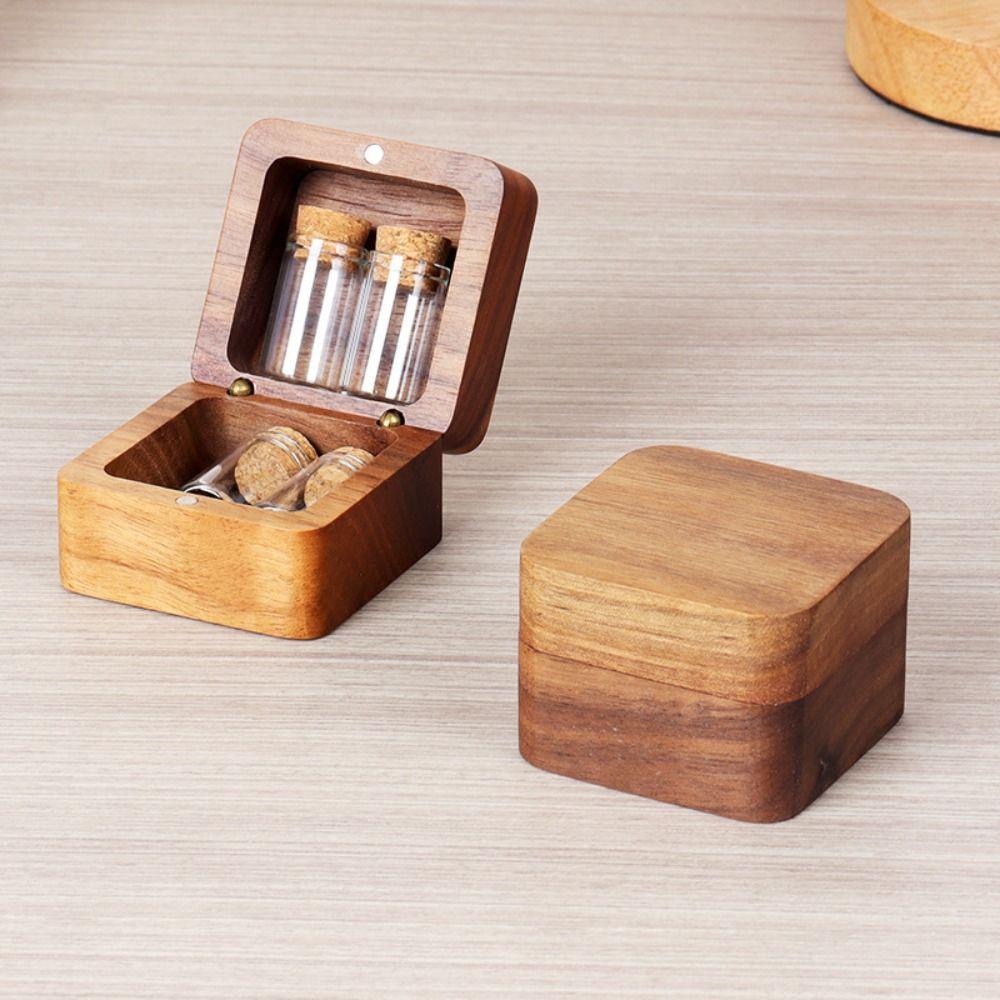 Wooden Pet Hair Keepsake Box Creative Cartoon Memorial Container Handcrafted Dustproof Pet Tooth Collection Box Pet Owner Gift