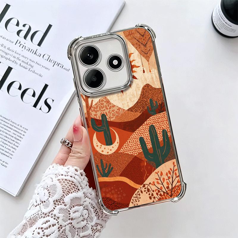 

Cactus Pattern Plating Phone Case For Xiaomi Redmi Note 14 15 Pro Plus 13 12 11 11S 11T 10 9S 9 5G Anti-Fall Airabag Cover Redmi Note 15 Pro 4G
