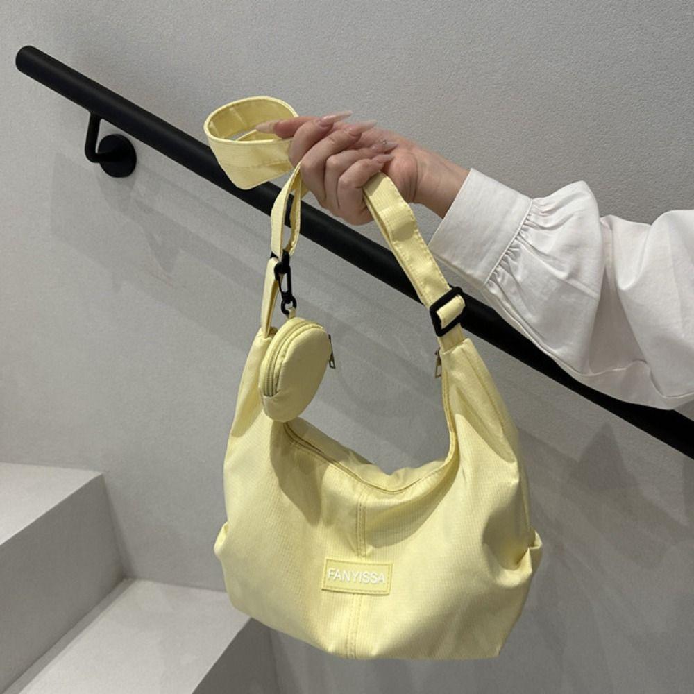 Cream Color Canvas Bag with Coin Purse Korean Style Simple Dumpling Bag  Women
