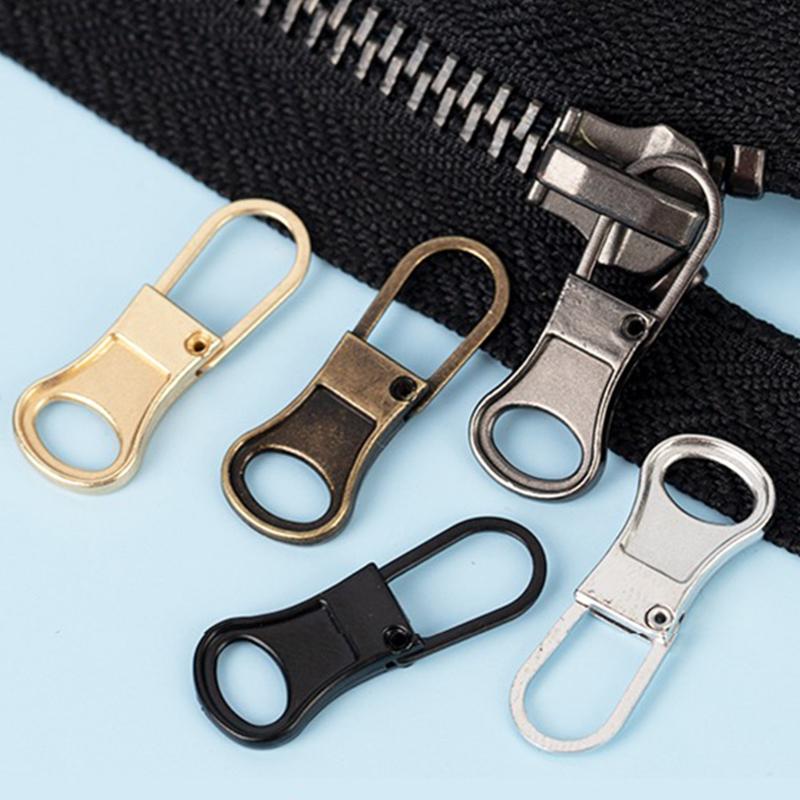 5PCS Detachable Zipper Pull Replacement Zipper Slider Puller Lock for Down Jacket Dress Luggage Bag Metal Zipper Head Repair Kit