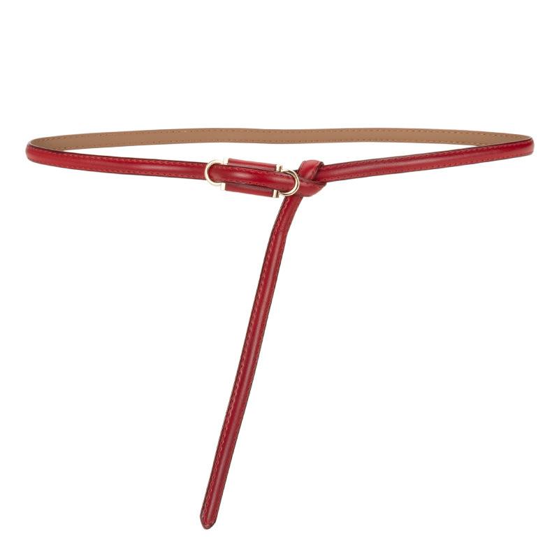Four Seasons Available New Women'S Leather Thin Belt With No Hole Design Decorative Belt Waist Cover Dress Versatile Two Layer Leather Women'S Belt