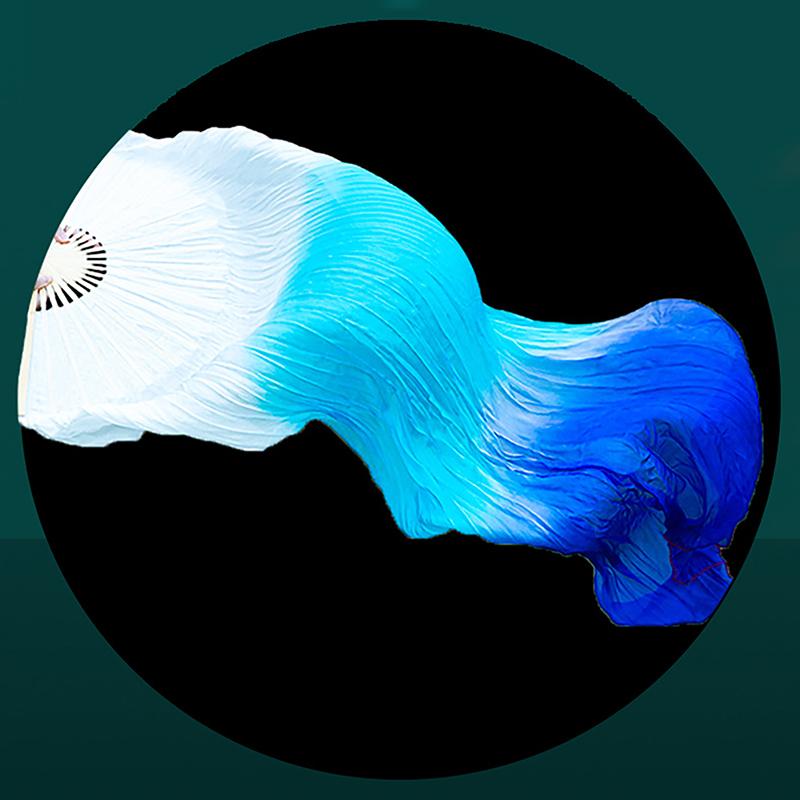 Prawa ręka 150 cm długości wachlarz do tańca Sprzedaj Pani Belly Gradient Color Dancer Ćwicz długie imitacje rekwizytów tanecznych Jedwabne wachlarze