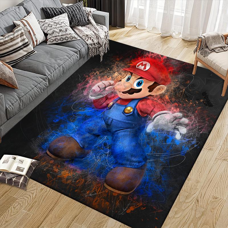 Mario Chibi Head Area Rug, Mario Fan Soft Carpet, Ideal Gift.chl