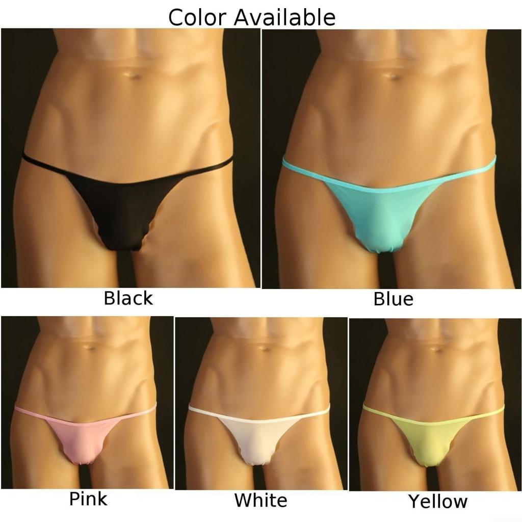 Men's Sexy Ice Silk Underwear Briefs G String Low Rise Thong Lingerie