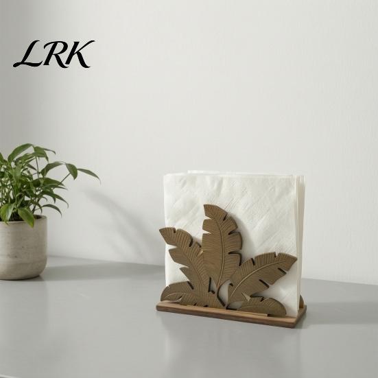 Nordic Style Tissue Holder Wood Napkin Holder, Leaf Shape Solid Dispenser, Decorative Organizer for Table Paper Towel Dining Room And Coffee