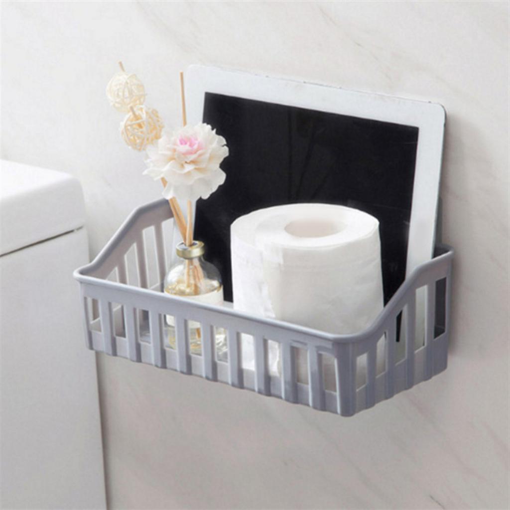 Bathroom Shelf Wall Mounted Multifunctional Wall Hanging Toiletry Storage Basket Rack with Hollow
