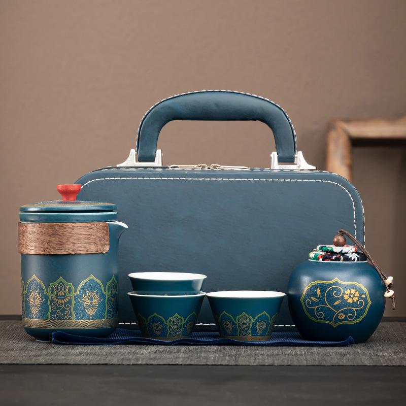 Portable Kung Fu Tea Set for Travel, Camping, and Business Gifts with Logo