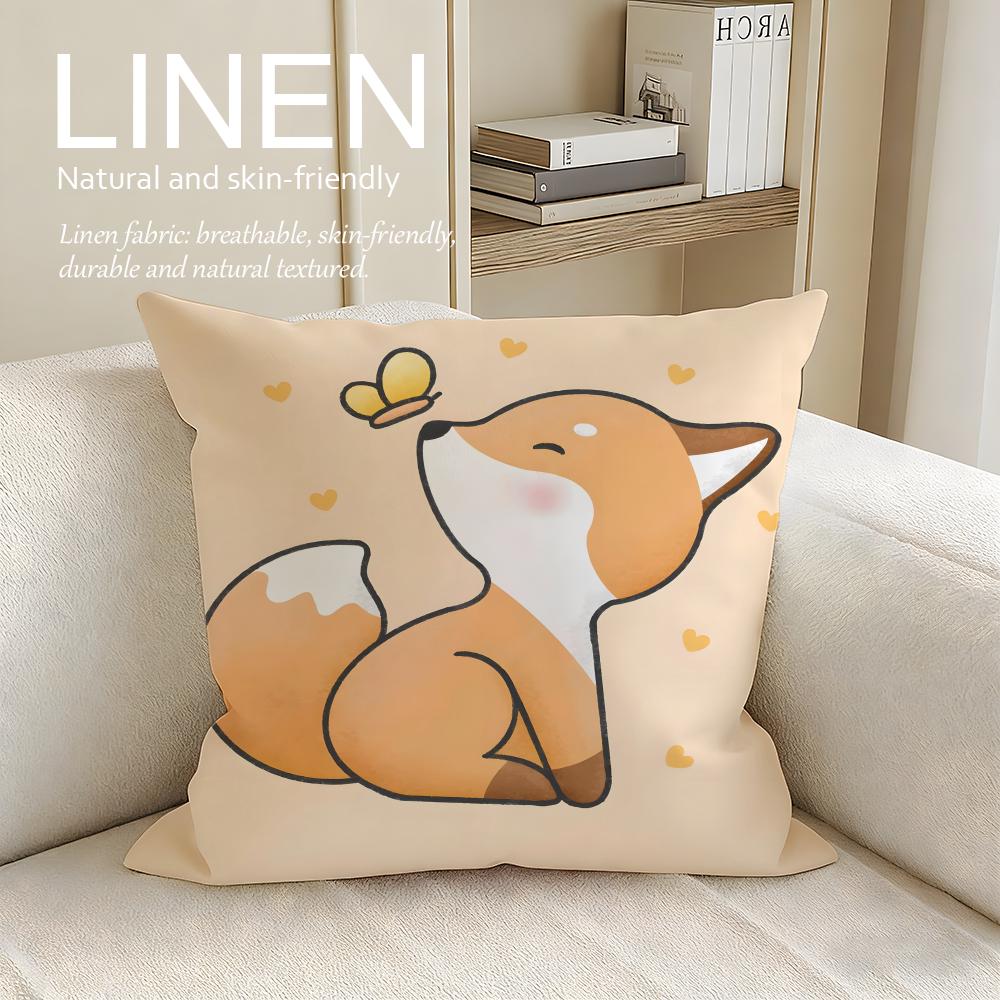 Cute Bokko Fox Cushion Cover Pillowcase Set Pcs x x Breathable Washable Sofa Cushion Cover