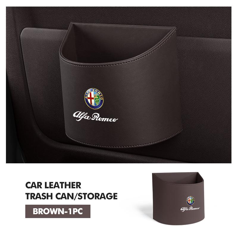 Car Stickers For Alfa Romeo Leather Car Logo Water Cup Organizer Holder Hanging Waterproof Trash Bin For Alfa Romeo Giulietta 94
