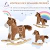 Children's Rocking Horse Baby Rocking Animal Horse with Animal Sounds Toy Handles for 36-72 Months Plush Brown 65 x 32.5 x 61 cm