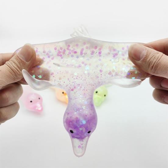 Klarer Glitzer-Quietscheente Mini Liegende Ente Angstlinderndes Sensorisches Spielzeug Langsam Aufgehendes Stressball Tierform Spielzeug