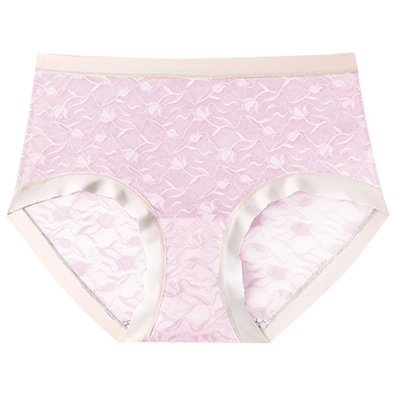 

Большой Размер Женское Лето Кружево Чистый Хлопок Промежность Дышащие Без Следов Высокая Эластичность Трусики L розовый