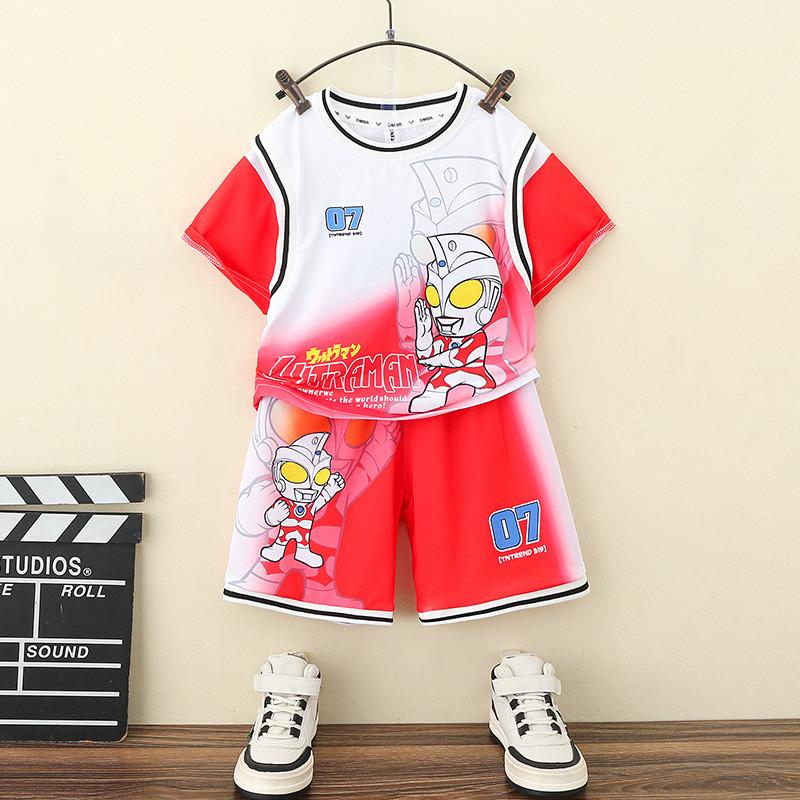 Boys Summer Outfit 2024 Stylish Cotton Two Piece Set Soft Comfortable Cartoon Design For Ages 3 To 8