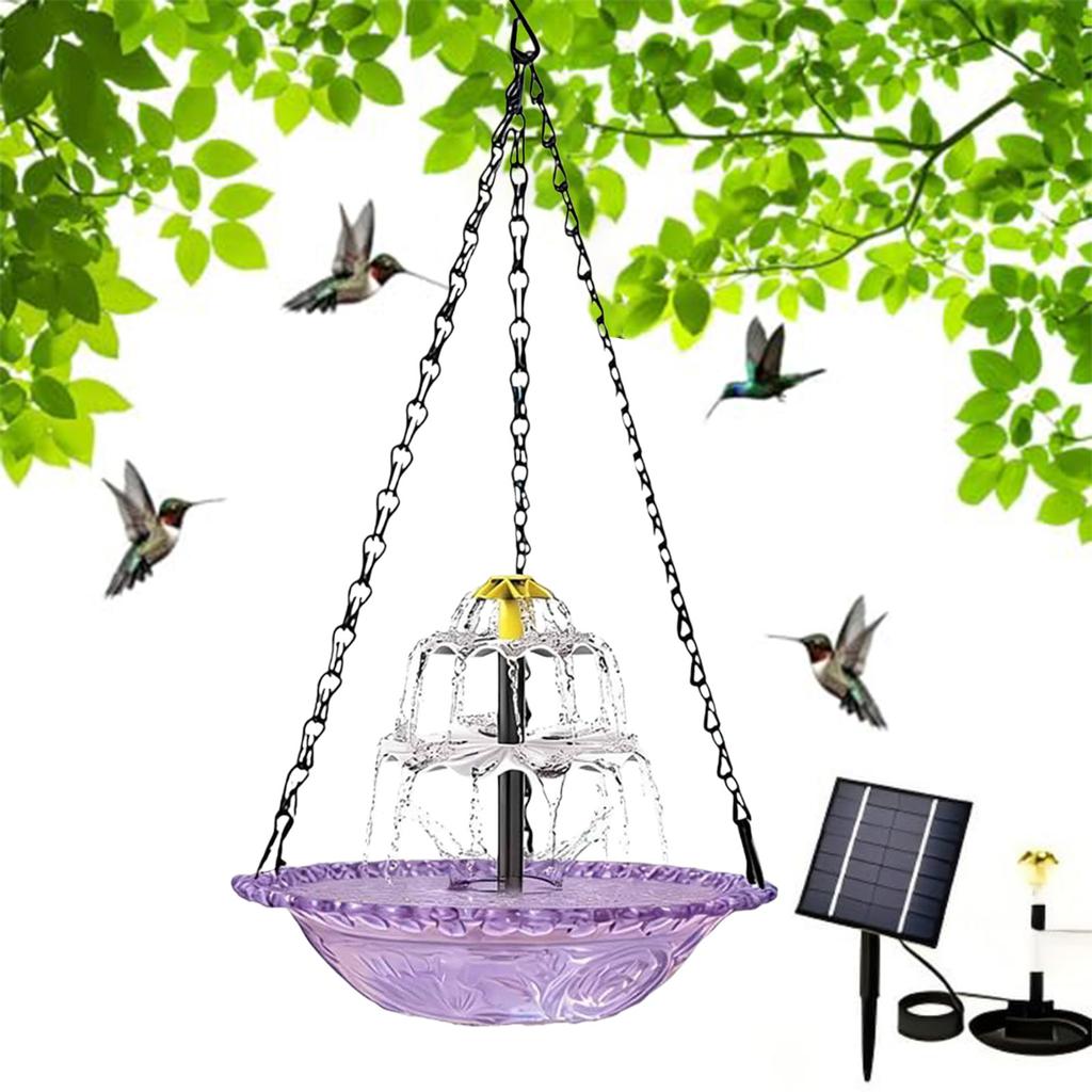 Outdoor Hanging Bird Bath with Solar Fountain Solar Cascade Hanging Bird Bath Fountain for Outdoor Garden Backyard Patio Lawn